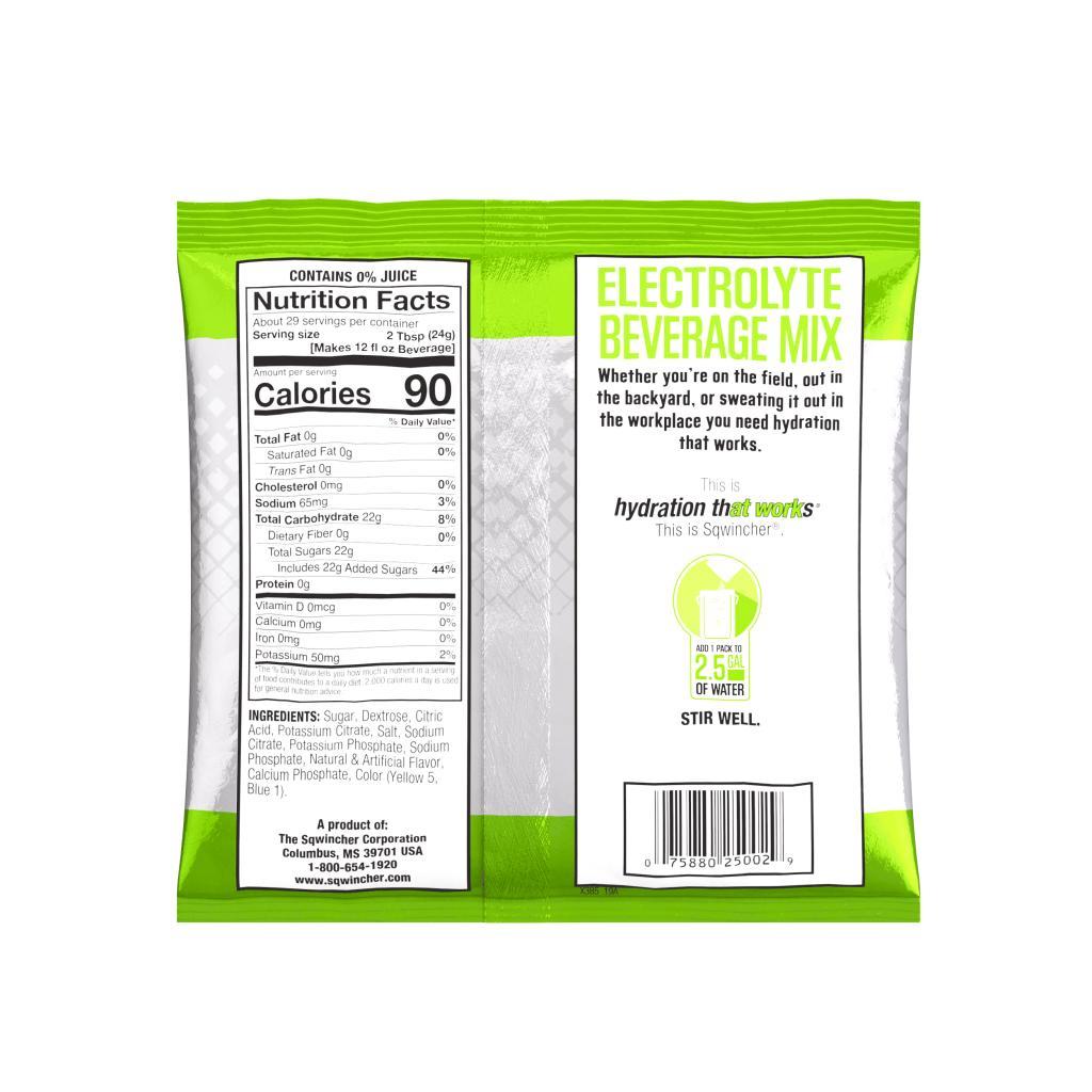 Sqwincher&reg; 159016043 PowderPack&trade; Concentrate Hydration Sports Drink Mix, 23.83 oz Pack, 2.5 gal Yield, Powder Form, Lemon Lime