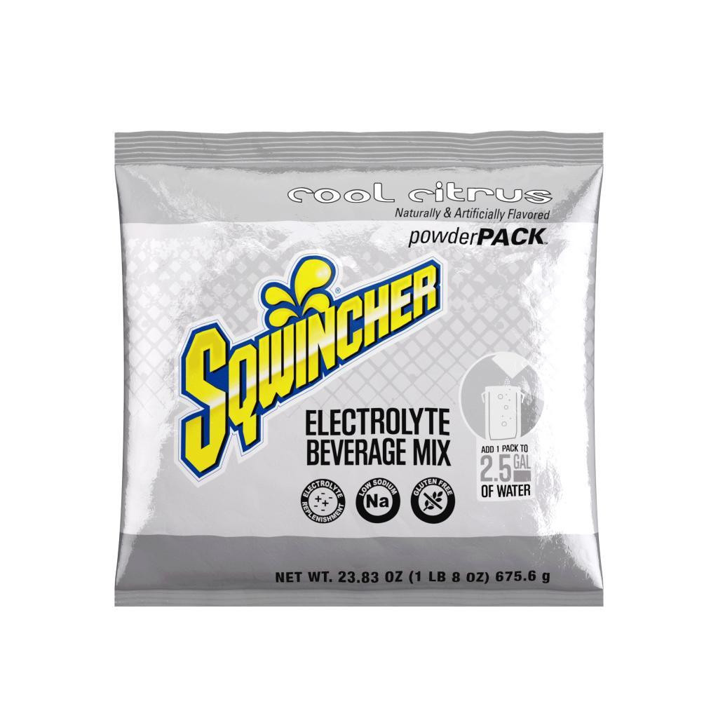 Sqwincher&reg; 159016050 PowderPack&trade; Concentrate Hydration Sports Drink Mix, 23.83 oz Pack, 2.5 gal Yield, Powder Form, Cool Citrus