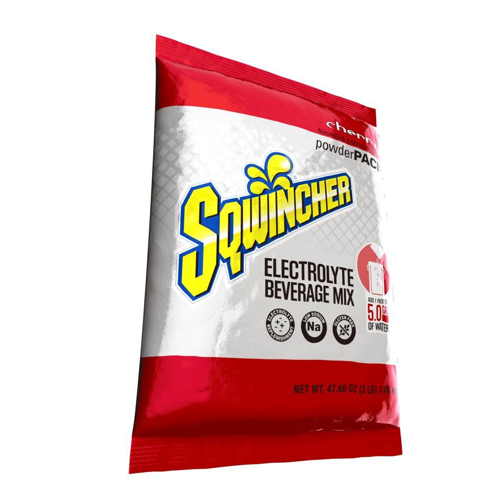 Sqwincher&reg; 159016401 PowderPack&trade; Concentrate Hydration Sports Drink Mix, 47.66 oz Pack, 5 gal Yield, Powder Form, Cherry