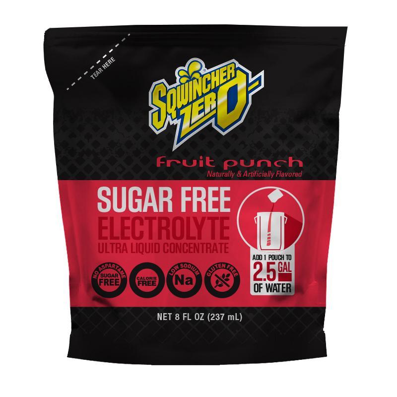 Sqwincher&reg; 159016810 ZERO ULTRA Concentrate Sports Drink Mix, 8 fl-oz Pouch, 2.5 gal Yield, Liquid Form, Fruit Punch
