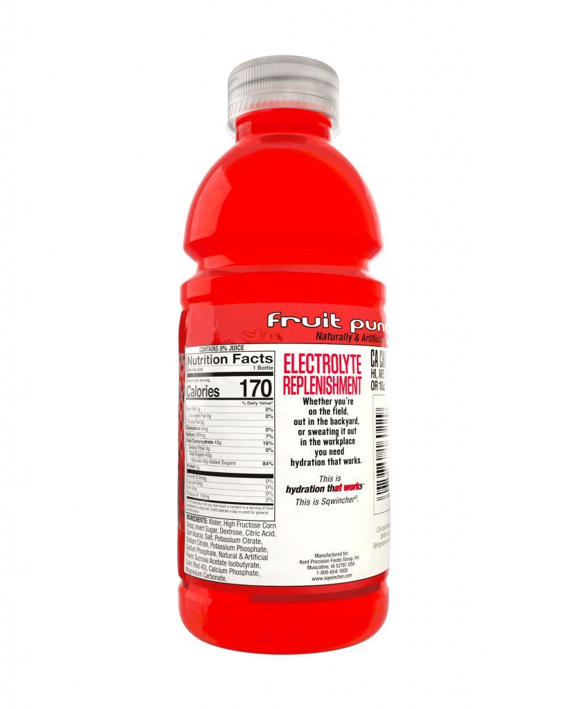 Sqwincher&reg; 159030535 WIDEMOUTH Hydration Ready to Drink Sports Drink, 20 fl-oz Plastic Bottle, 20 fl-oz Yield, Fruit Punch