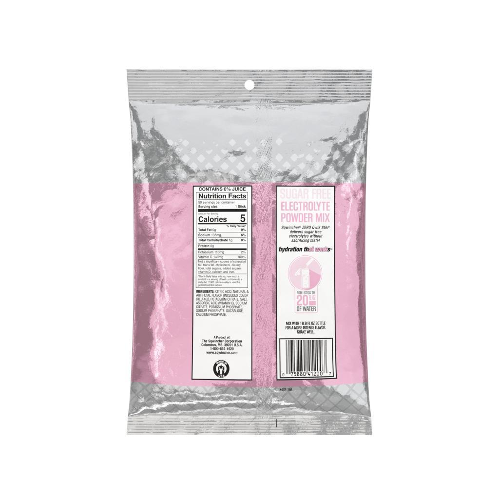 Sqwincher&reg; 159060099 Qwik Stik&reg; ZERO Concentrate Hydration Single Serve Sports Drink Mix, 0.11 oz Pack, 20 fl-oz Yield, Powder Form, Strawberry Lemonade