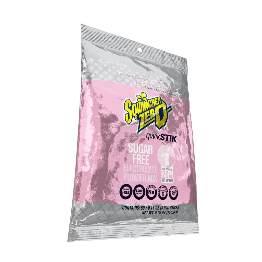 Sqwincher&reg; 159060099 Qwik Stik&reg; ZERO Concentrate Hydration Single Serve Sports Drink Mix, 0.11 oz Pack, 20 fl-oz Yield, Powder Form, Strawberry Lemonade