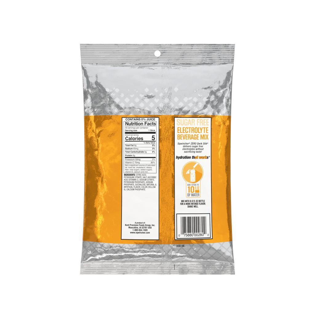Qwik Stik&reg; ZERO159060200 Sports Drink Mix, 0.06 oz Container Pack Container, 10 oz Yield, Powder Concentrate Form, Orange