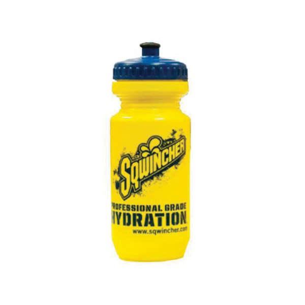 Sqwincher&reg; 158300300 Bike Squeeze Bottle, 20 oz, 3 in Dia x 8 in H, Blue/Yellow