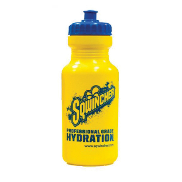 Sqwincher&reg; 158300303 Bike Bottle With the Sqwincher Logo, 32 oz Capacity, Blue/Yellow
