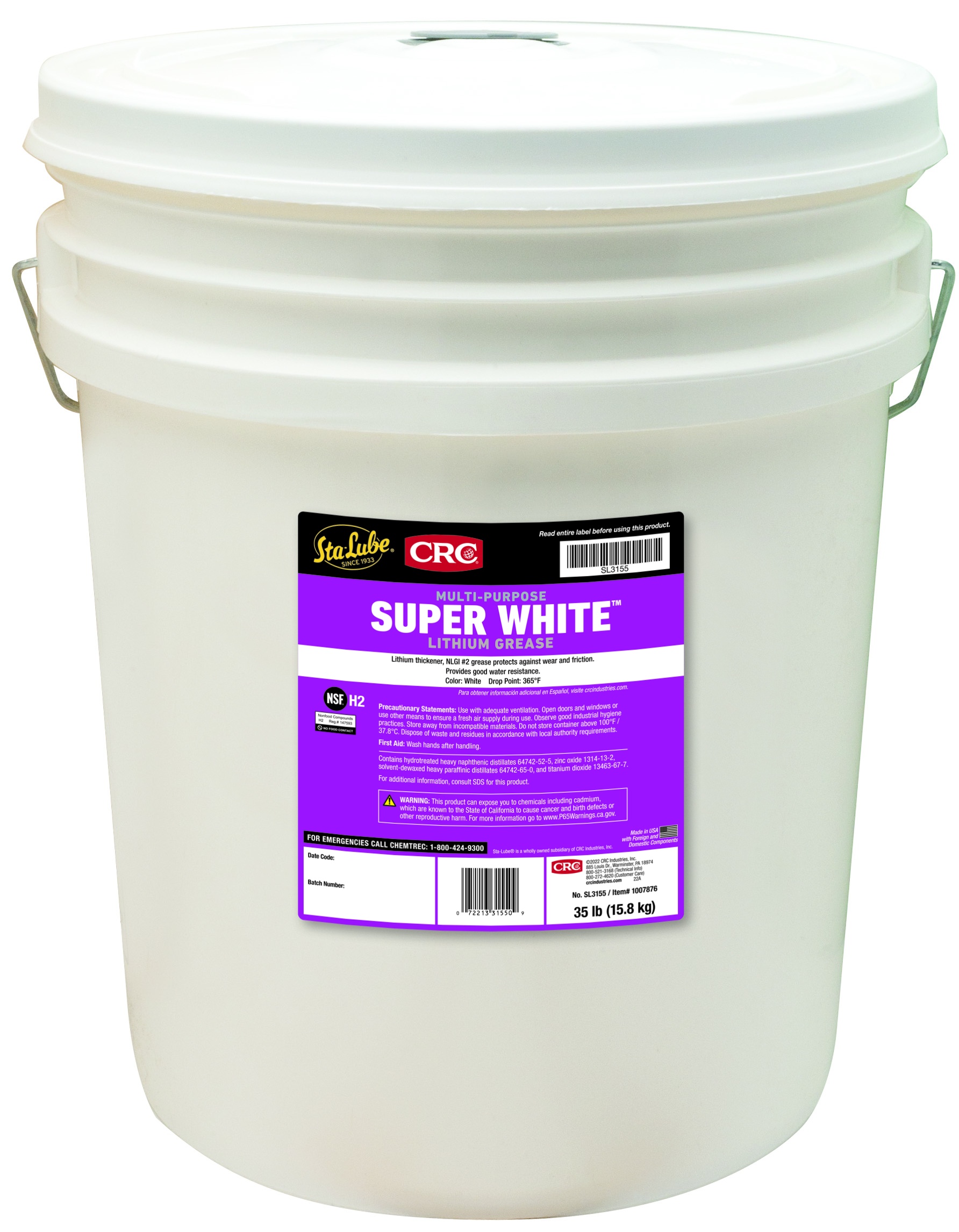 Lubriplate&reg; L0098-035 930-AAA Multi-Purpose Grease, 35 lb Pail, Solid, Off-White, 0 to 360 deg F