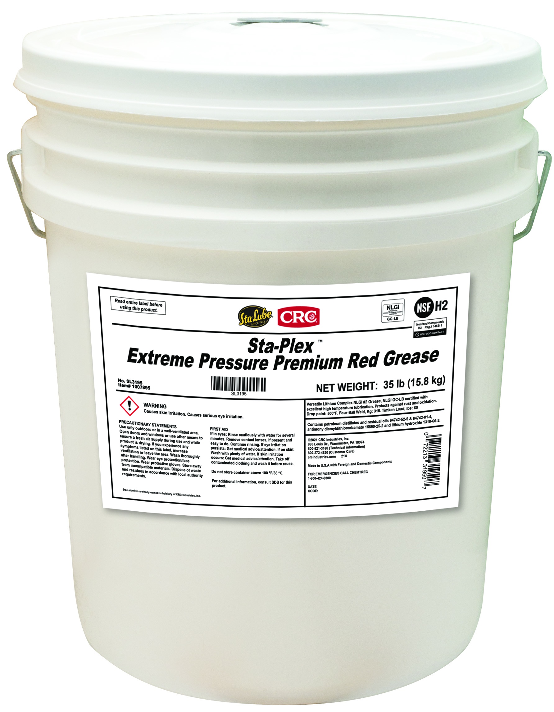 Sta-Lube&reg; SL3150 Super White&trade; Multi-Purpose Non-Flammable Lithium Grease, 14 oz Cartridge, Semi-Solid to Solid Grease, White, 0 to 300 deg F
