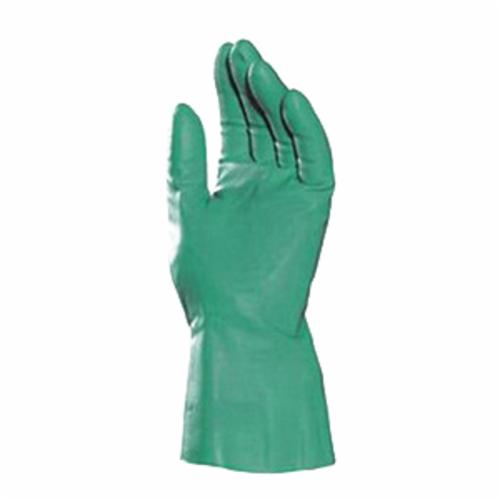 StanSolv® A-15-9 Chemical-Resistant Gloves, SZ 9, Nitrile, Green, Unlined Lining, 13 in L, Resists: Acid, Alkalis, Alcohol, Fuel, Fat, Grease and Oil, Flat/Straight Cuff, 15 mil THK