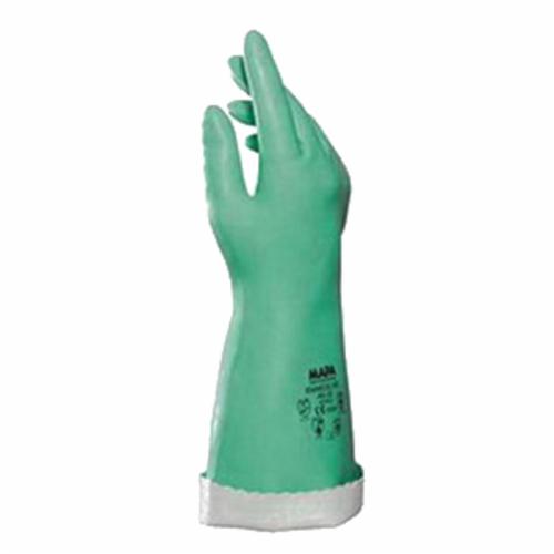 product StanSolv&reg; AF-18-9 Lightweight Chemical-Resistant Gloves, SZ 9, Nitrile, Green, Flock Lining, 13 in L, Resists: Abrasion, Cut, Puncture and Snag, Flat/Straight Cuff, 18 mil THK