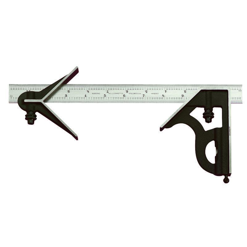 Starrett&reg; 11HC-12-4R Combination Square Set, 3 Pieces, 12 in L, Hardened Steel Blade, Square/Center Head