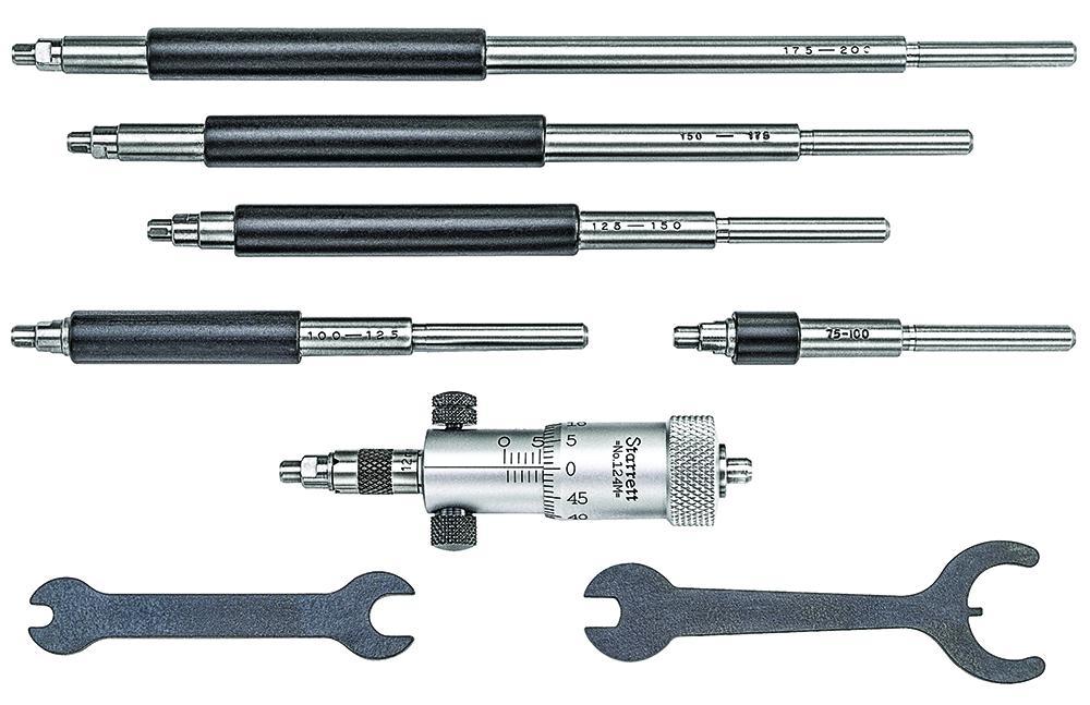 Starrett&reg; 124MAZ Solid Rod Inside Micrometer, 50 to 200 mm, Graduations: 0.01 mm