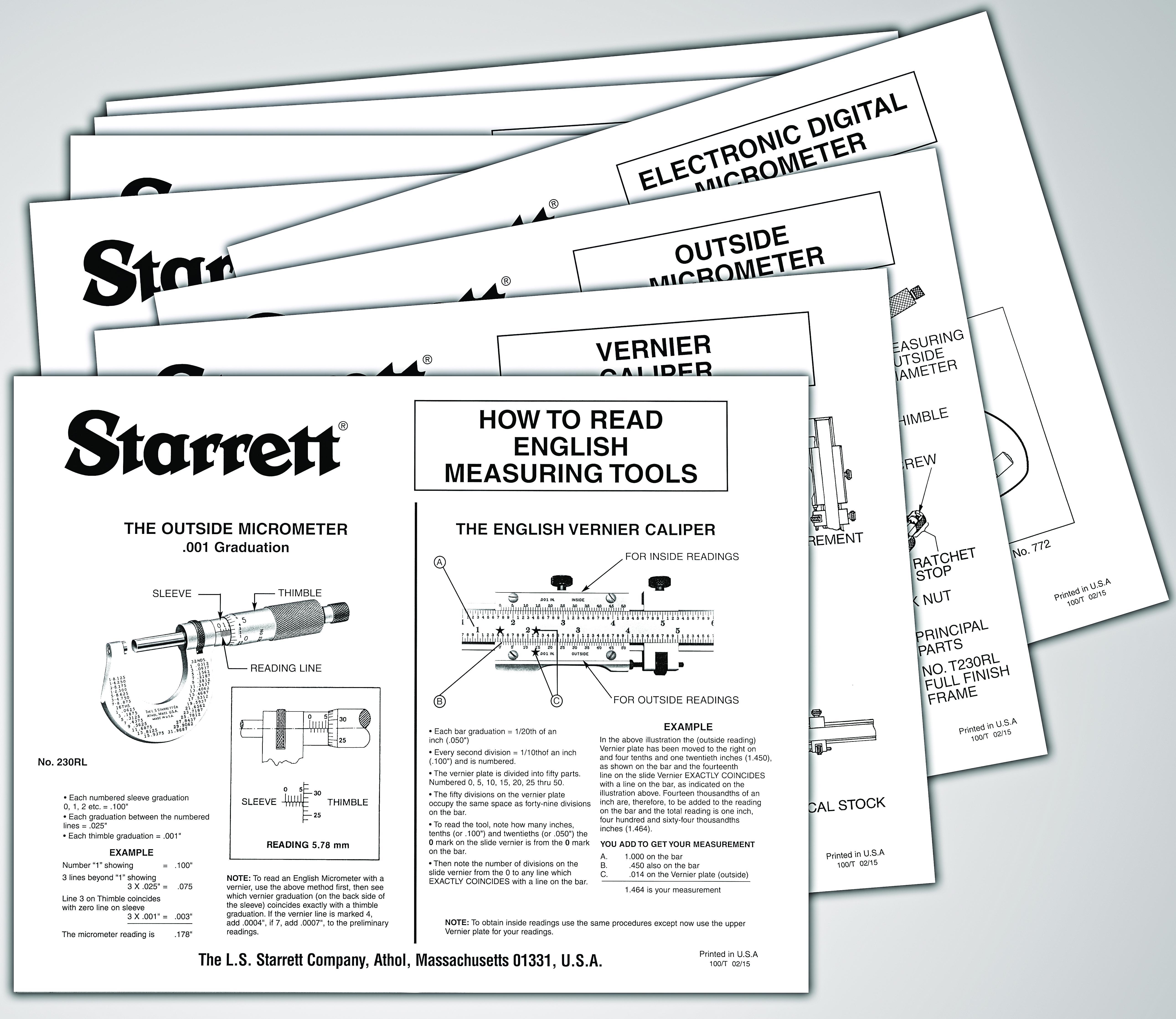 Starrett&reg; 1702 Wall Size Educational Chart, 17 Pages