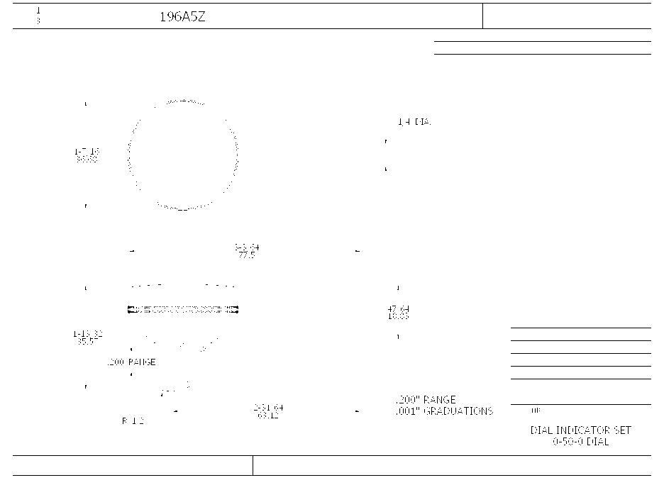 Starrett&reg; 196A5Z 196 Series Universal Back Plunger Dial Indicator, 0.2 in, 0 to 50 to 0 Dial Reading, 0.001 in, 1.38 in Dial