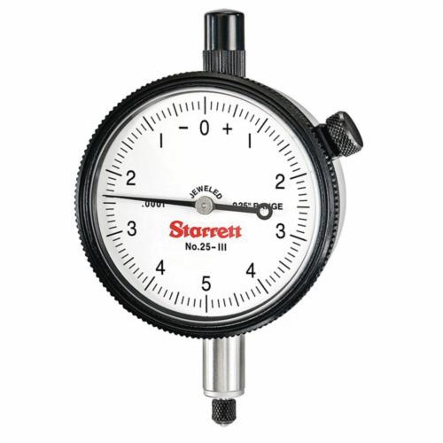 Starrett&reg; 25-111JN/S 25 Series AGD Group 2 Continuous Dial Dial Indicator, 0.025 in, 0 to 5 to 0 Dial Reading, 0.0001 in, 2-1/4 in Dial