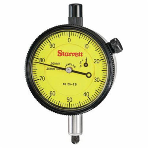 Mitutoyo 2416S 2 Imperial Standard Dial Indicator, 1 in Measuring, 0 to 100 Dial Reading, Graduations 0.001 in, 2-1/4 in Dial, #4-48 UNF Tip