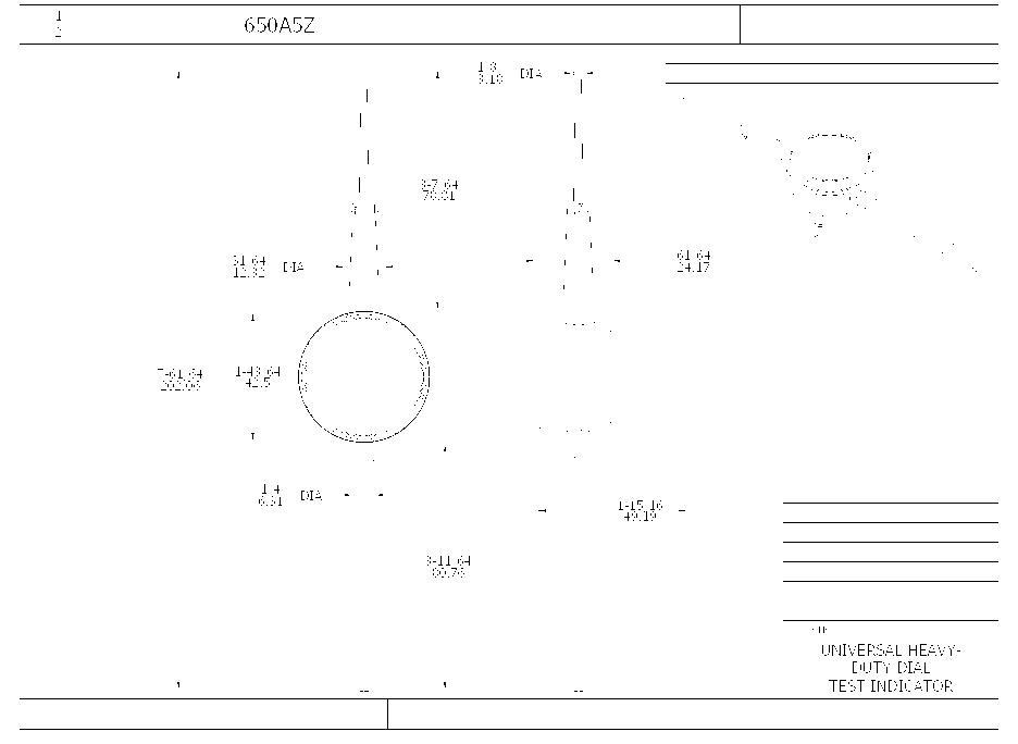 Starrett&reg; 650A5Z 650 Series Back Plunger Dial Indicator With Deep Hole Attachment, 0.2 in, 0 to 50 Dial Reading, 0.001 in, 1-11/16 in Dial