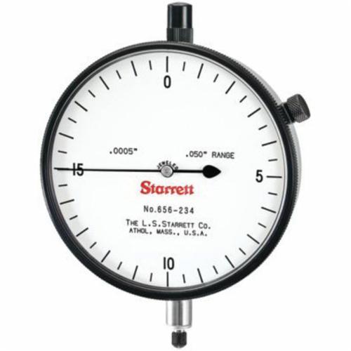Starrett&reg; 656-234J 656 Series AGD Group 4 Dial Indicator, 0.05 in, 0 to 20 Dial Reading, 0.0005 in, 3-5/8 in Dial