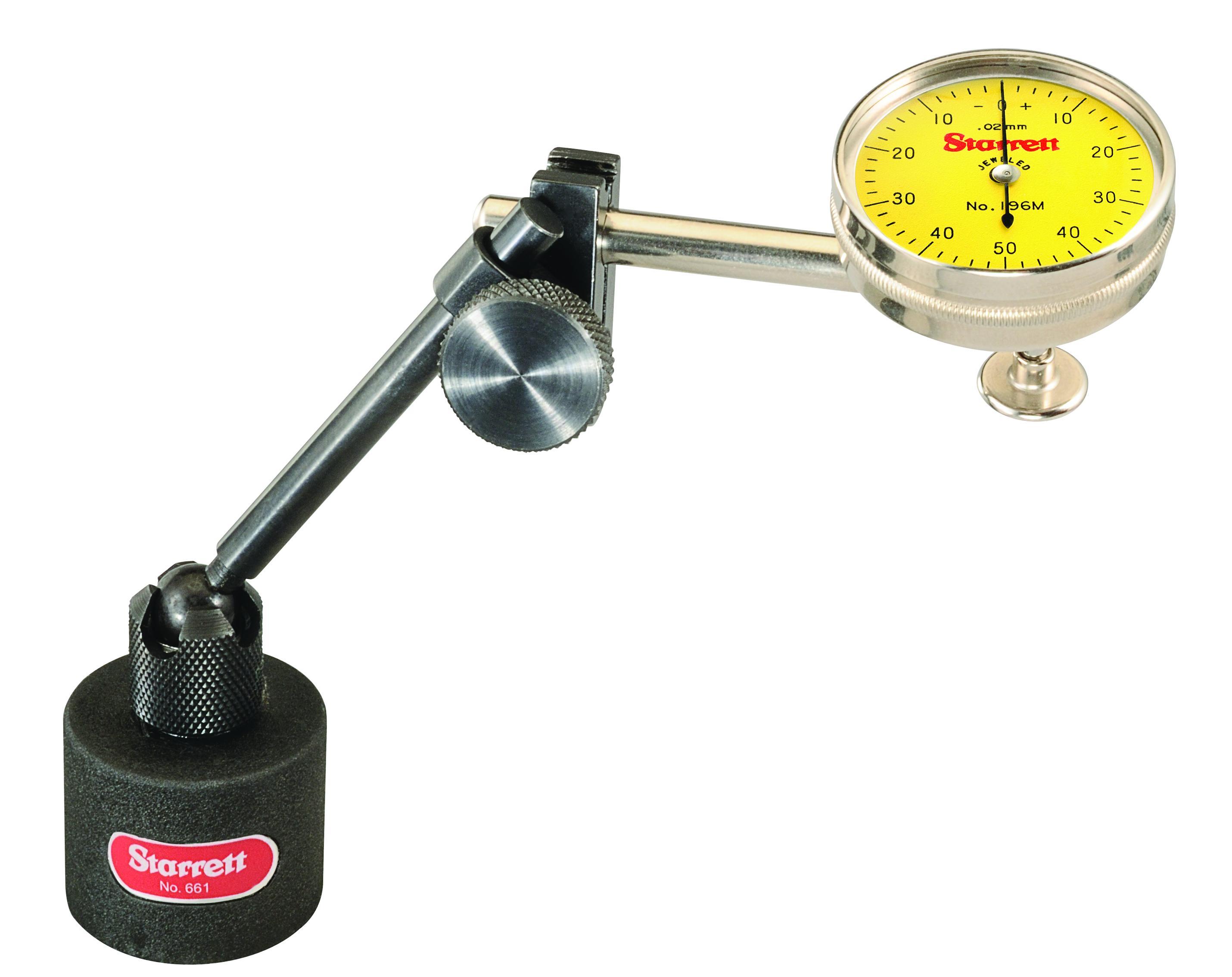 Starrett&reg; 196MA1Z 196 Series Universal Back Plunger Dial Indicator, 5 mm, 0 to 100 Dial Reading, 0.02 mm, 1.45 in Dial