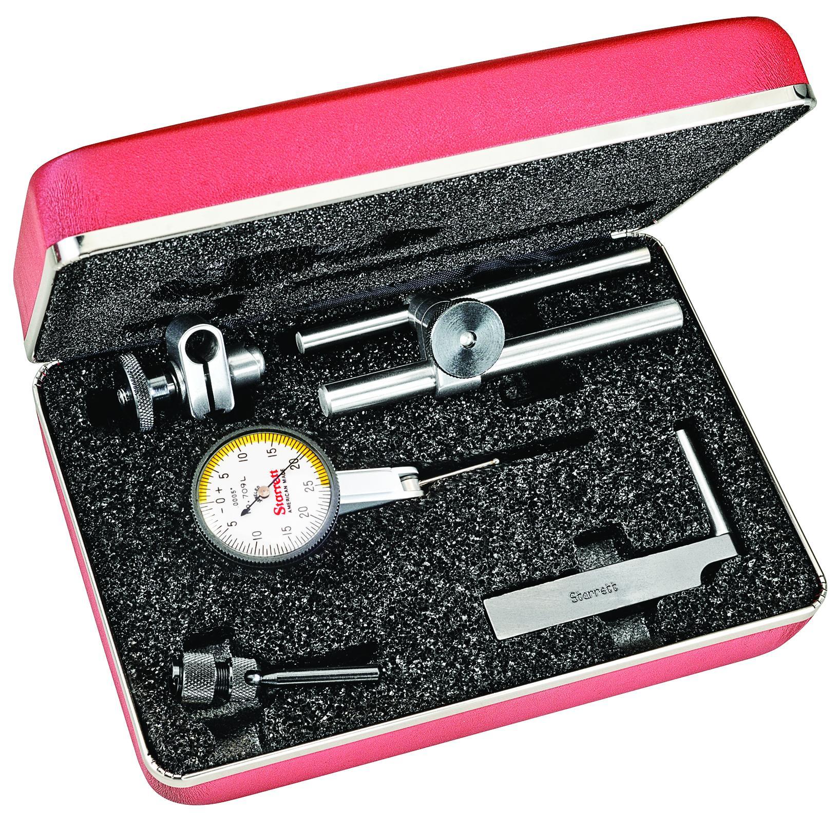 product Starrett® 708AZ Horizontal Dial Test Indicator With Dovetail Mount, 0.01 in Measuring, 0 to 5 to 0 Dial Reading, Graduations 0.0001 in, 1-3/8 in Dial