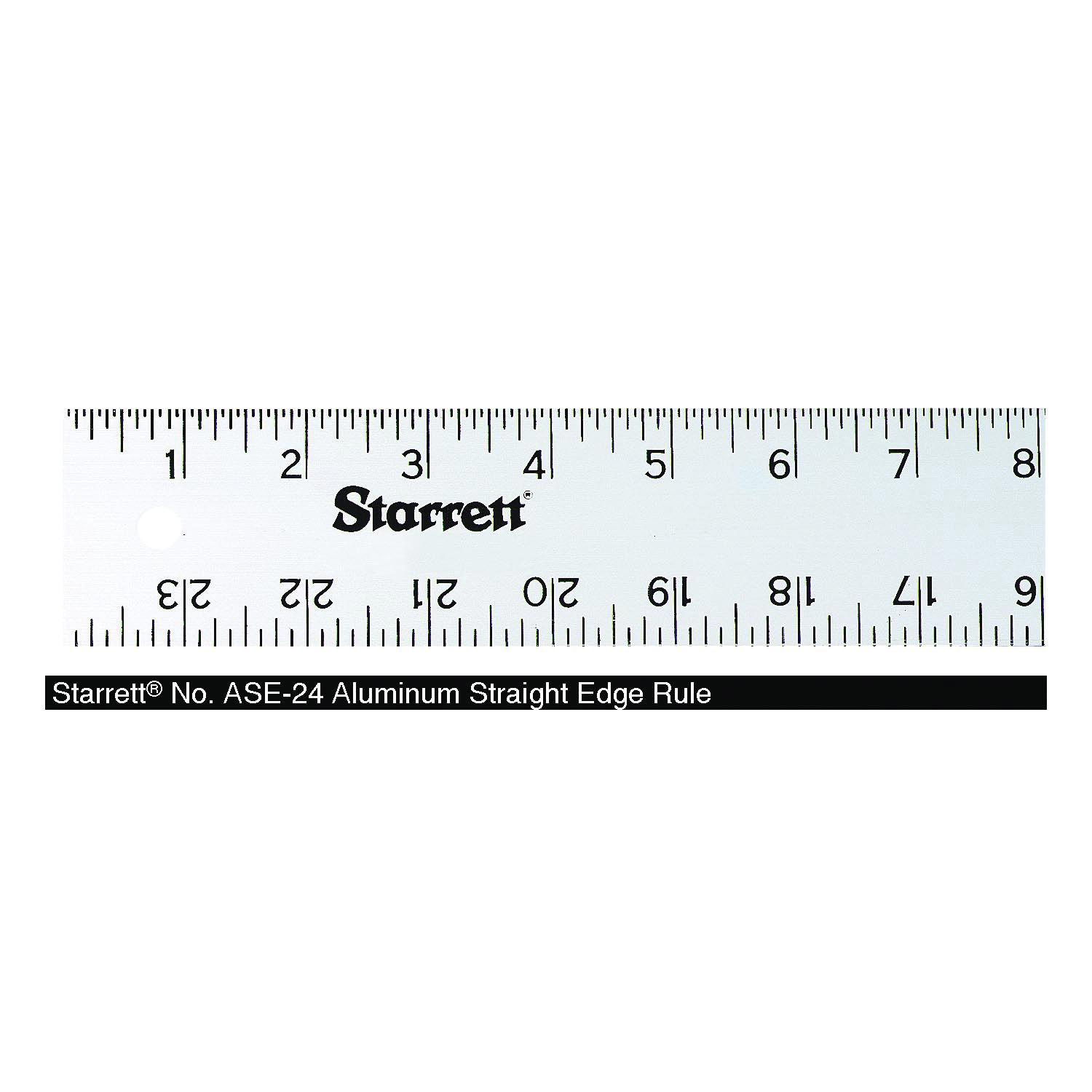 Starrett&reg; ASE-24 Global Series&reg; Straight Edge Rule, Imperial Measuring System, Graduations 1/8 in, 1/16 in, Aluminum, Anodized