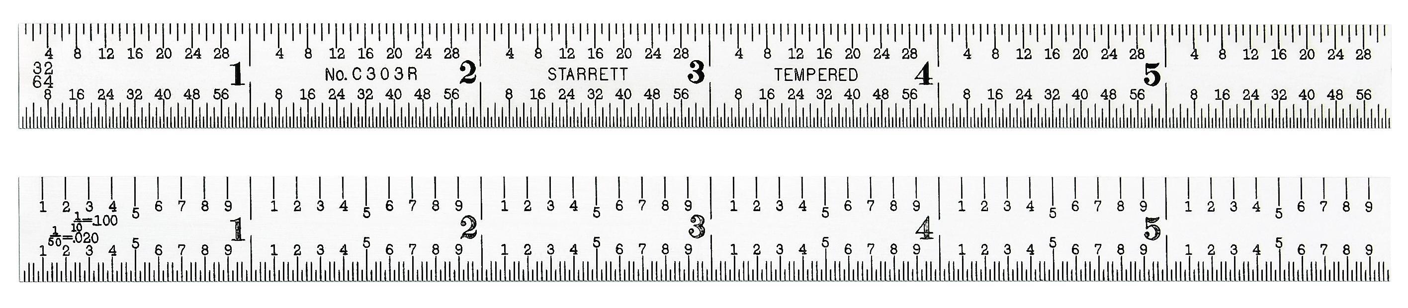 product Starrett® C604R-6 Spring Tempered Precision Rule, Imperial Measuring System, Graduations #4R to 8ths, 16ths, Quick-Reading 32nds, 64ths, 6 in L, Steel, Silver