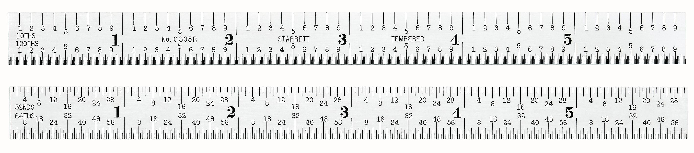 product Starrett® C304SRE-6 Semi-Flexible Precision Rule, Imperial Measuring System, Graduations #4R to 8ths, 16ths, Quick-Reading 32nds, 64ths, 6 in L, Steel, Silver