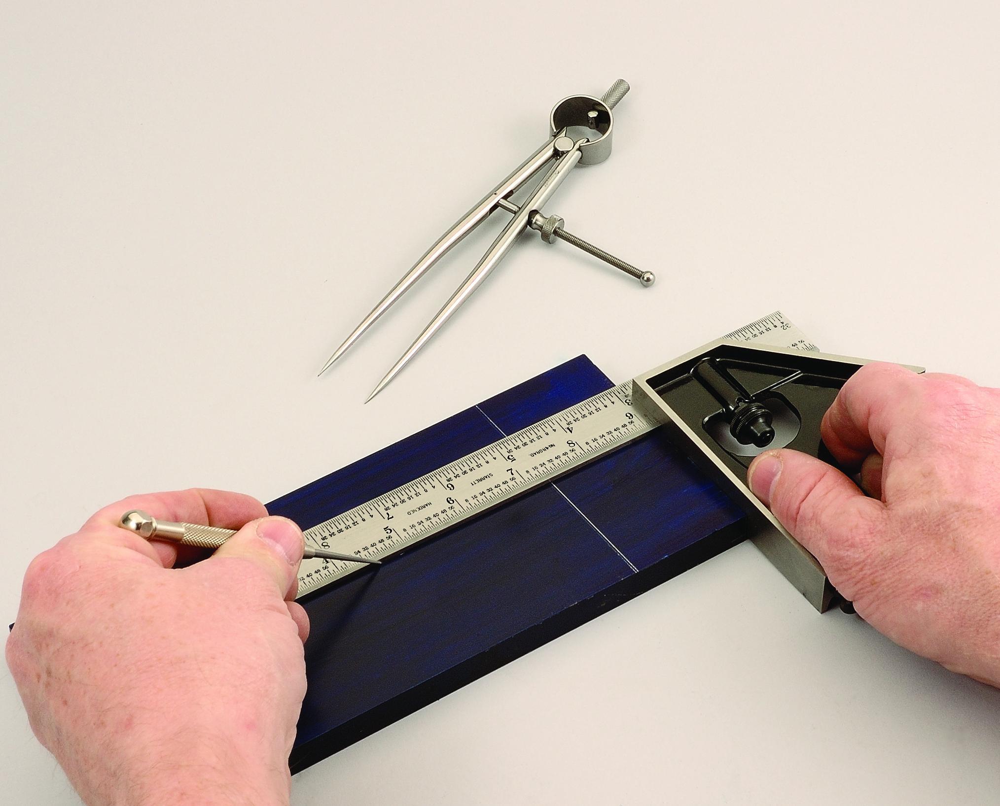 product Starrett® C33H-6-4R Combination Square Set, 2 Pieces, 6 in L, Forged Steel Blade, Square Head