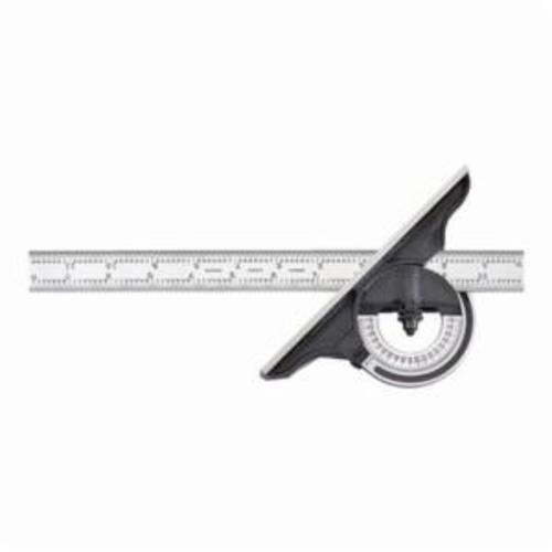 product Starrett® C183 Non-Reversible Protractor, 0 to 180 deg Measuring, 3-3/8 in L, 6 in L x 9/16 in W x 3/64 in THK Blade, Steel