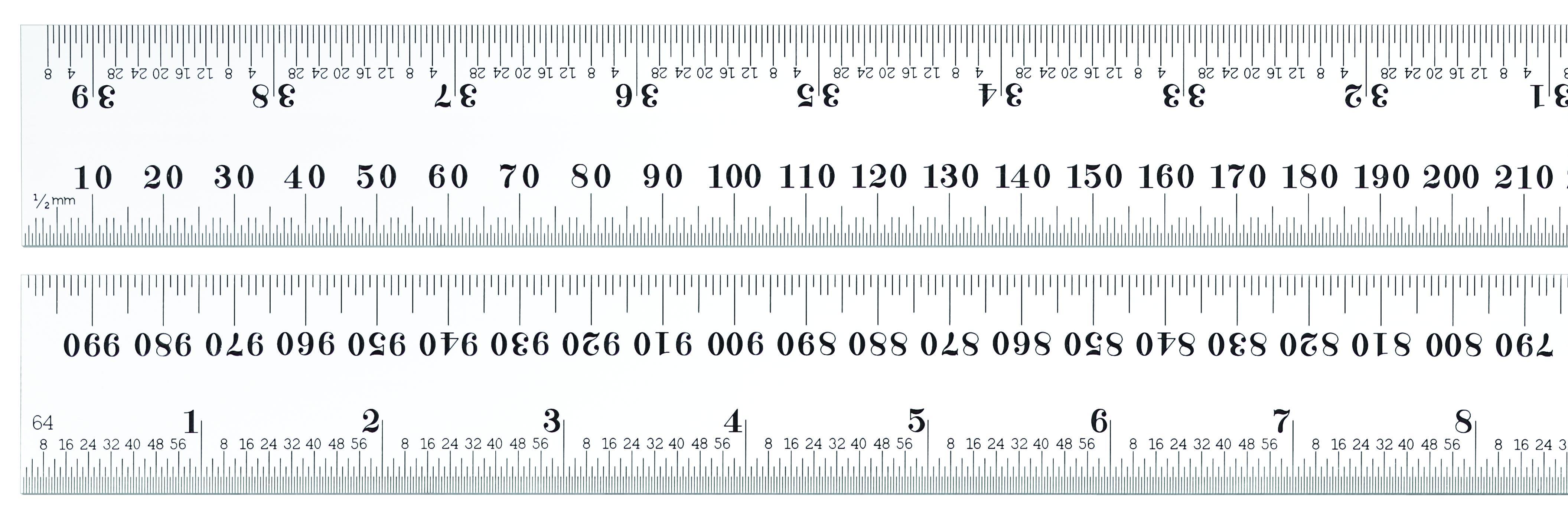 Starrett® C334-300 Precision Rule, Imperial/Metric Measuring System, Graduations #34 - mm and 1/2 mm One Side; Quick-Reading 10ths (0.10) and Aircraft Quick-Reading 50ths (0.02) on Reverse Side, Full-Flexible Steel, Satin Chrome