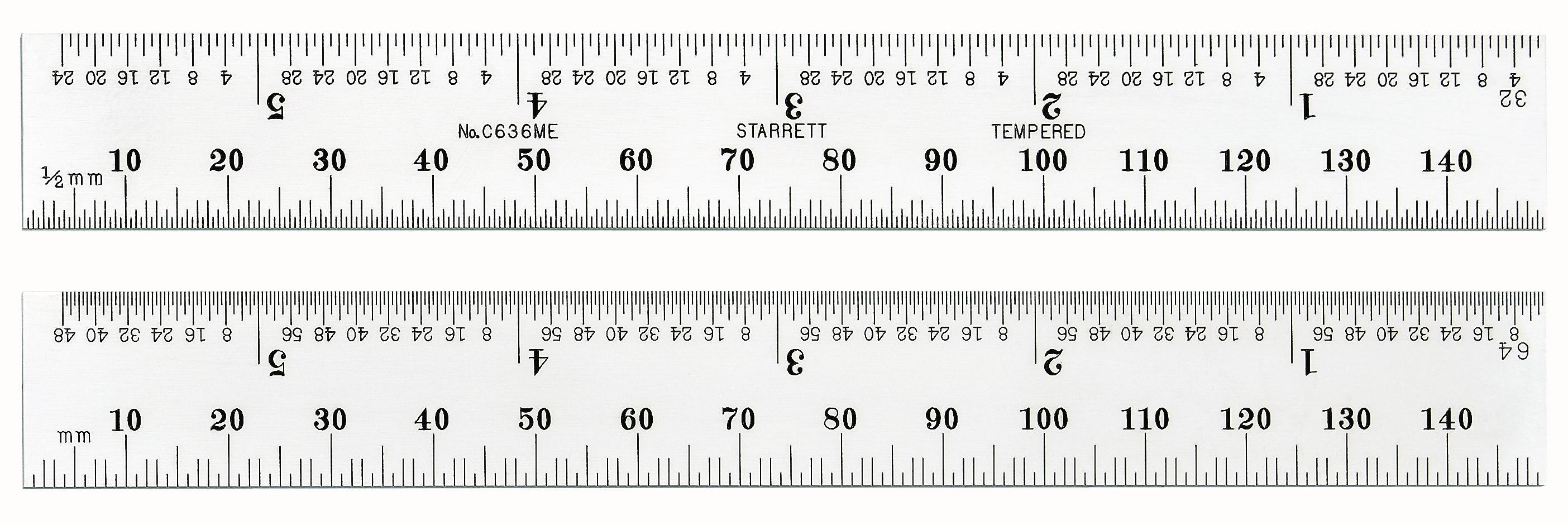 GENERAL® 300/1 Economy Flexible Industrial Precision Rule With Convenient Pocket Clip, Imperial Measuring System, Graduations Every 32nd, 64th of an Inch and Decimal Equivalents, 6 in L, Stainless Steel, Light Gray