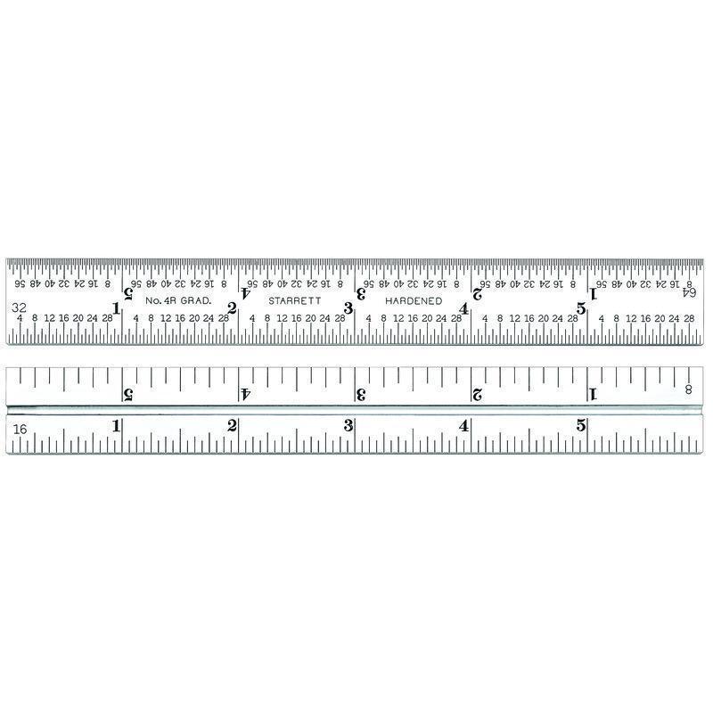 product Starrett® CB4-4R Inch Reading Combination Square Blade, 4 in L Steel Blade, 8ths, 16ths, Quick-Reading 32nds, 64ths Graduation