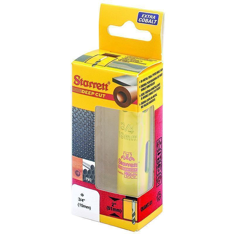 Starrett&reg; DCH0034-G Global Series&reg; Bi-Metal Deep Cut Dual Pitch Hole Saw, 3/4 in Dia, 2 in D Cutting, HSS Cutting Edge, 1/2-20 Arbor