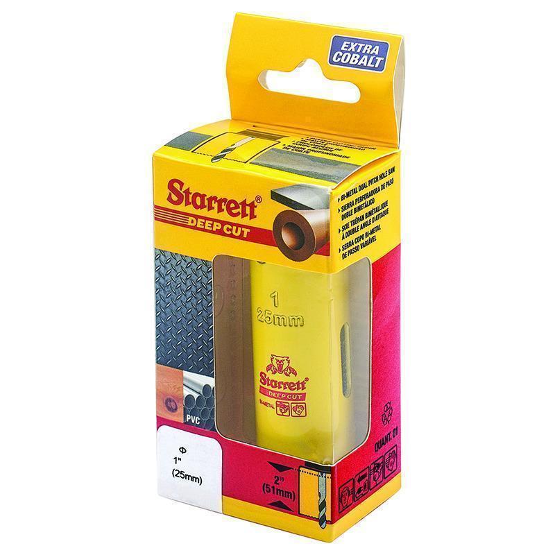 Starrett&reg; DCH0100-G Global Series&reg; Bi-Metal Deep Cut Dual Pitch Hole Saw, 1 in Dia, 2 in D Cutting, HSS Cutting Edge, 1/2-20 Arbor