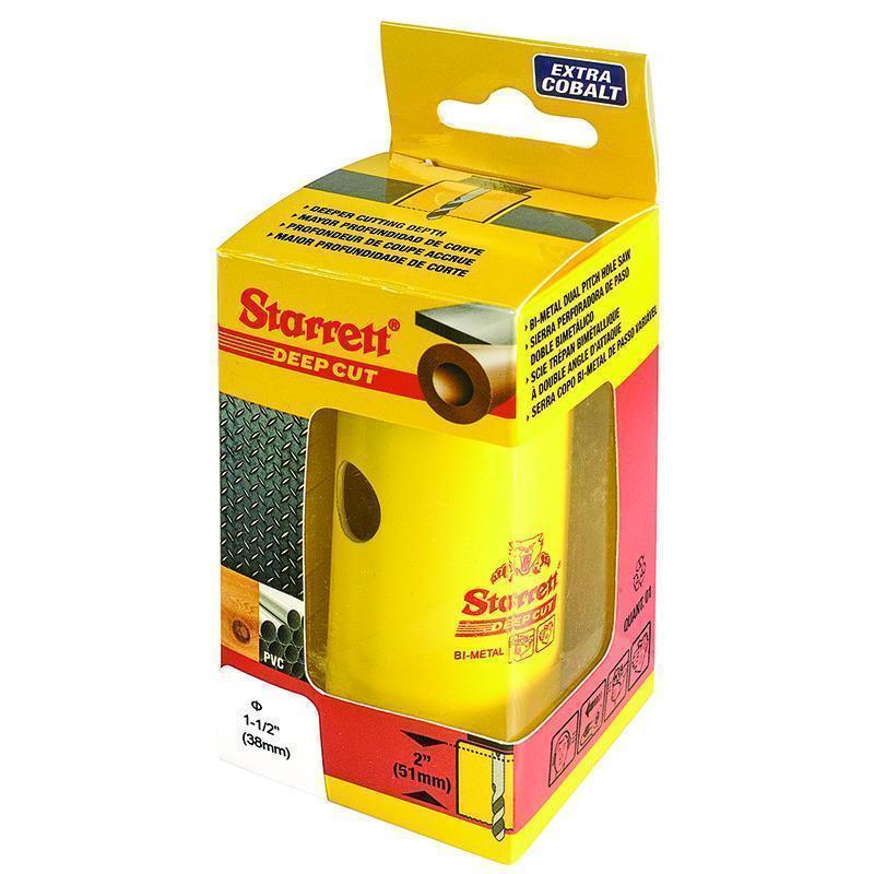 Starrett&reg; DCH0112-G Global Series&reg; Bi-Metal Deep Cut Dual Pitch Hole Saw, 1-1/2 in Dia, 2 in D Cutting, HSS Cutting Edge, 5/8-18 Arbor