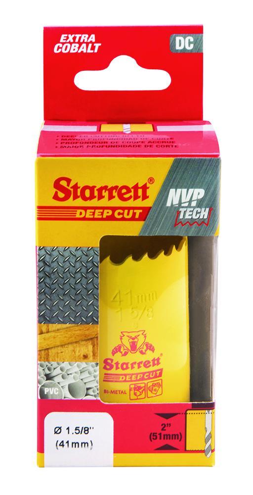 Starrett&reg; DCH0158-G Global Series&reg; Bi-Metal Deep Cut Dual Pitch Hole Saw, 1-5/8 in Dia, 2 in D Cutting, HSS Cutting Edge, 5/8-18 Arbor