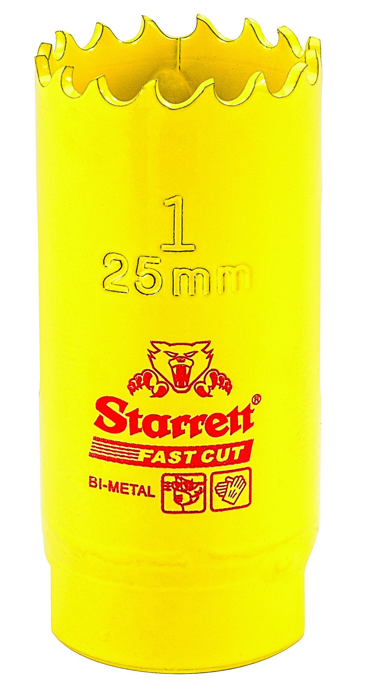 Starrett&reg; FCH0100-G Global Series&reg; Bi-Metal Fast Cut Straight Pitch Hole Saw, 1 in Dia, 1-5/8 in D Cutting, HSS Cutting Edge, 1/2-20 Arbor