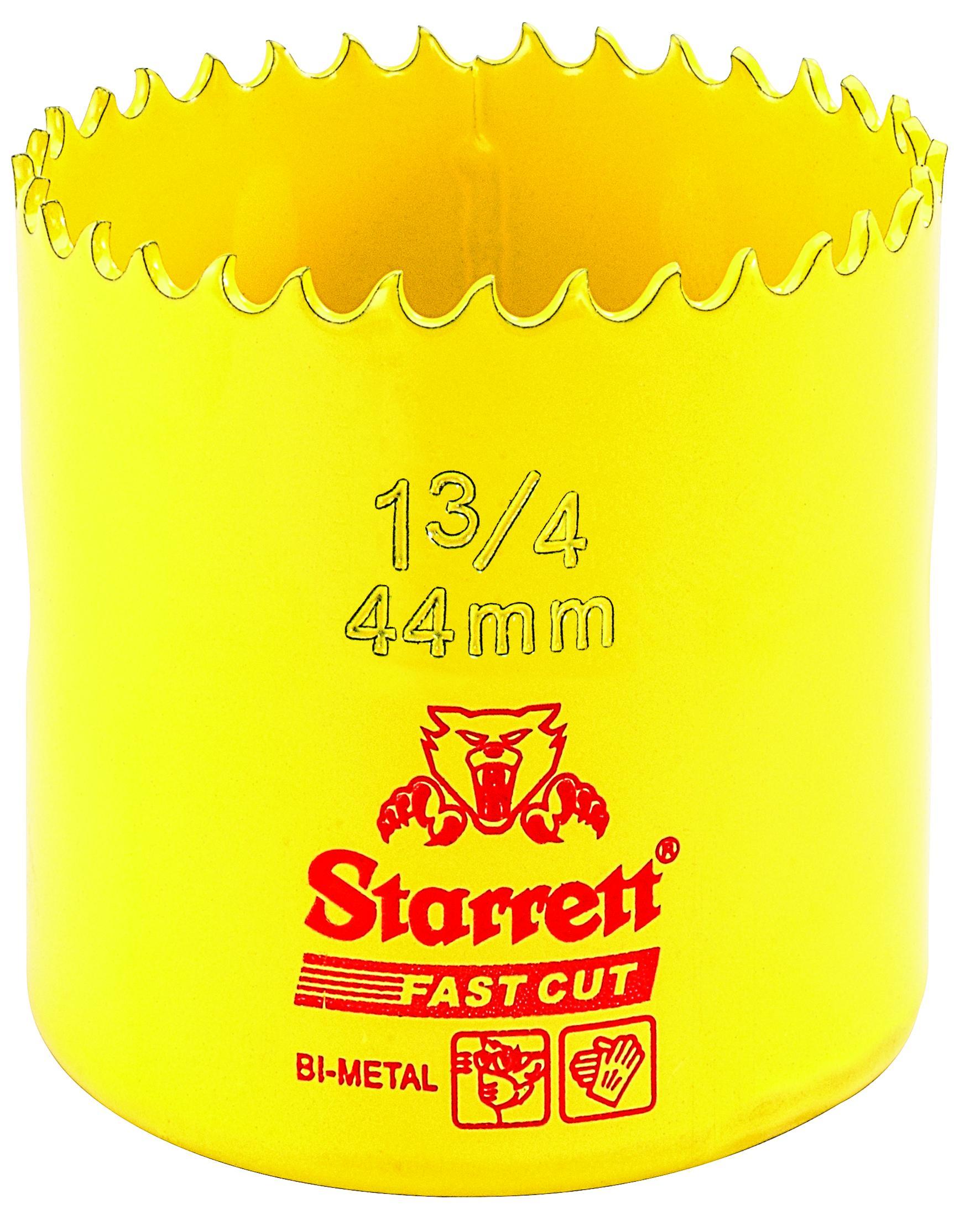 Starrett&reg; FCH0134-G Global Series&reg; Bi-Metal Fast Cut Straight Pitch Hole Saw, 1-3/4 in Dia, 1-5/8 in D Cutting, HSS Cutting Edge, 5/8-18 Arbor