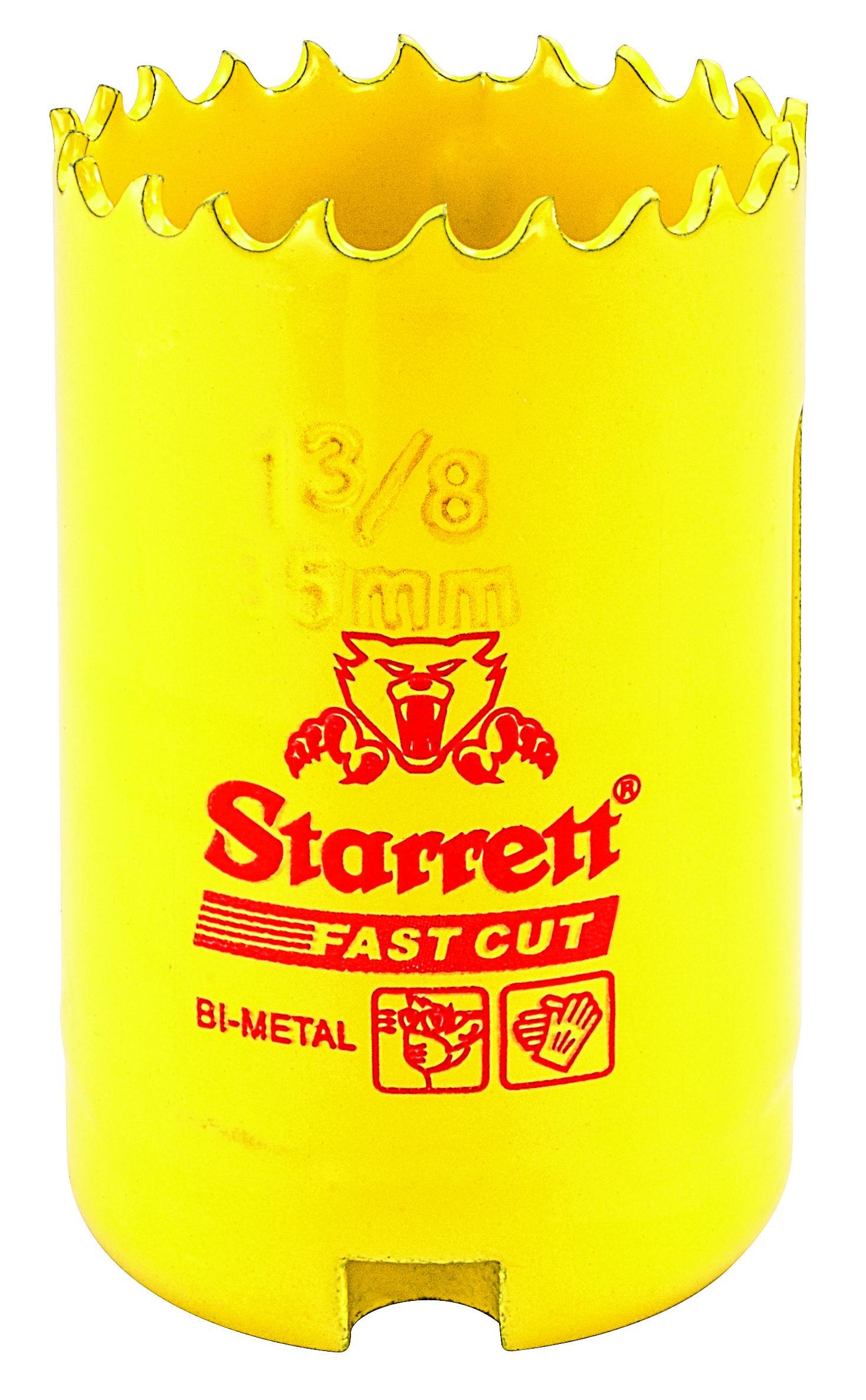 Starrett&reg; FCH0138-G Global Series&reg; Bi-Metal Fast Cut Straight Pitch Hole Saw, 1-3/8 in Dia, 1-5/8 in D Cutting, HSS Cutting Edge, 5/8-18 Arbor