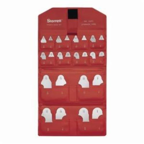 product Starrett® S167CHZ Radius Gage Set, 1/64 to 17/64 in, 9/32 to 1/2 in, 25 Leaves, Steel, Satin Chrome