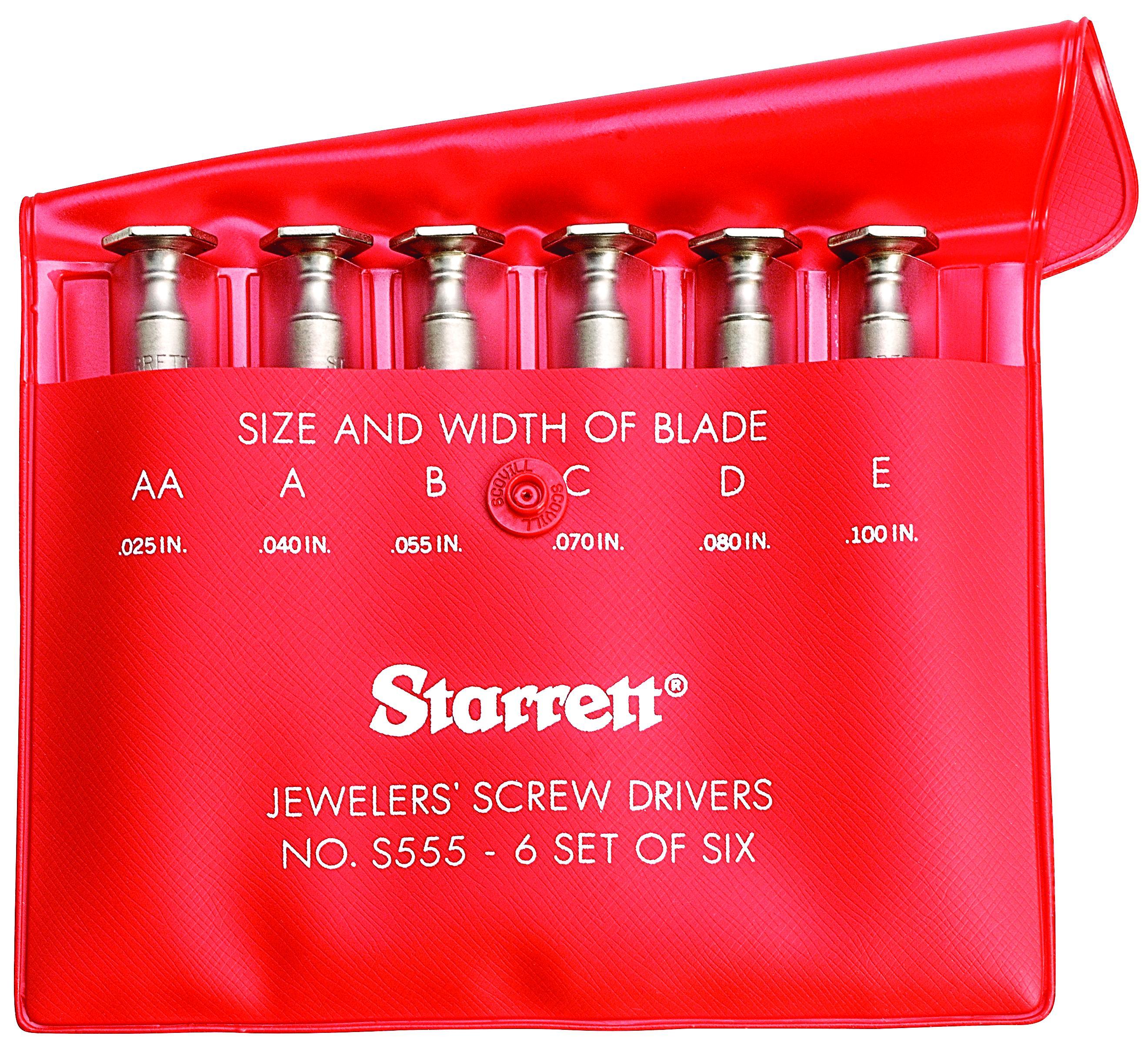Starrett&reg; S555Z-6 Screwdriver Set, 6 Pieces, Steel, Nickel Plated