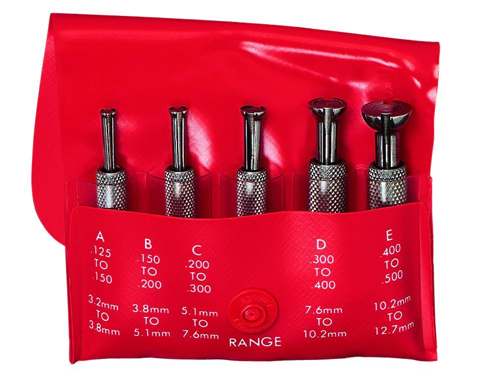 product Starrett® S829EZ Full Ball Small Hole Gage Set, 1/8 to 1/2 in Measuring, 2-7/8 to 3-1/2 in L