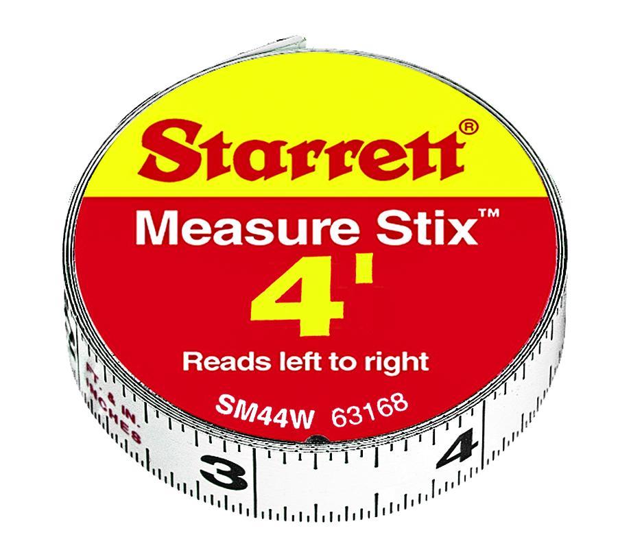 Starrett&reg; SM44W 1-Sided Measure Stix, 4 ft L x 1/2 in W Blade, Carbon Steel, Imperial, 1/6ths