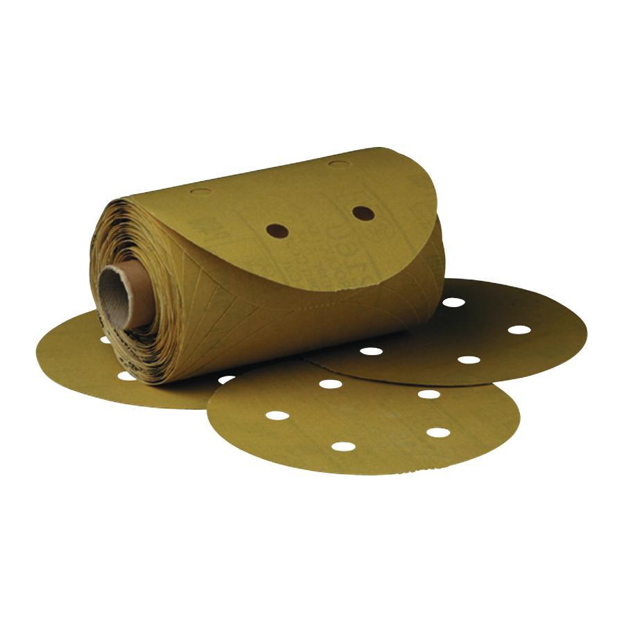 product 3M™ Stikit™ Gold Paper Disc 216U, 49916, 6 in, P120A, 125 discs per roll, 10 rolls per case
