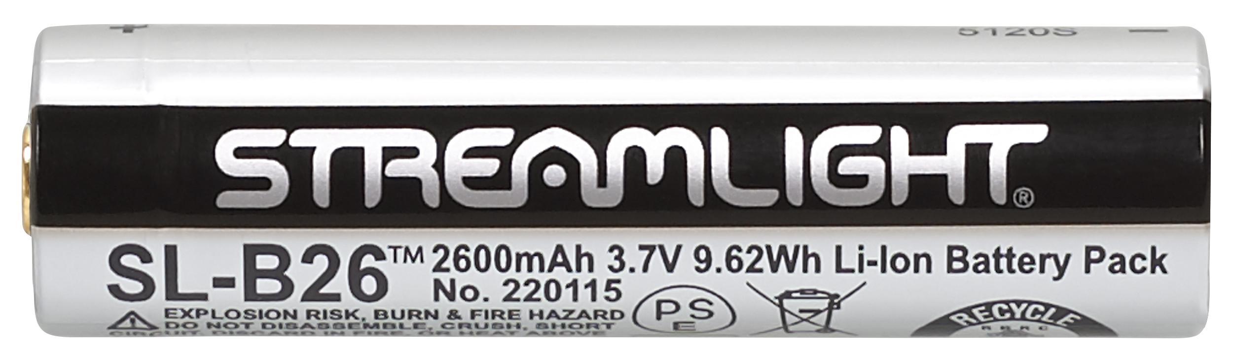 Streamlight&reg; 22101 Single Rechargeable Battery With Micro USB Charging Port, 3.7 V DC V Nominal, Li-Ion Battery, For Use With 18650 Charger Kit