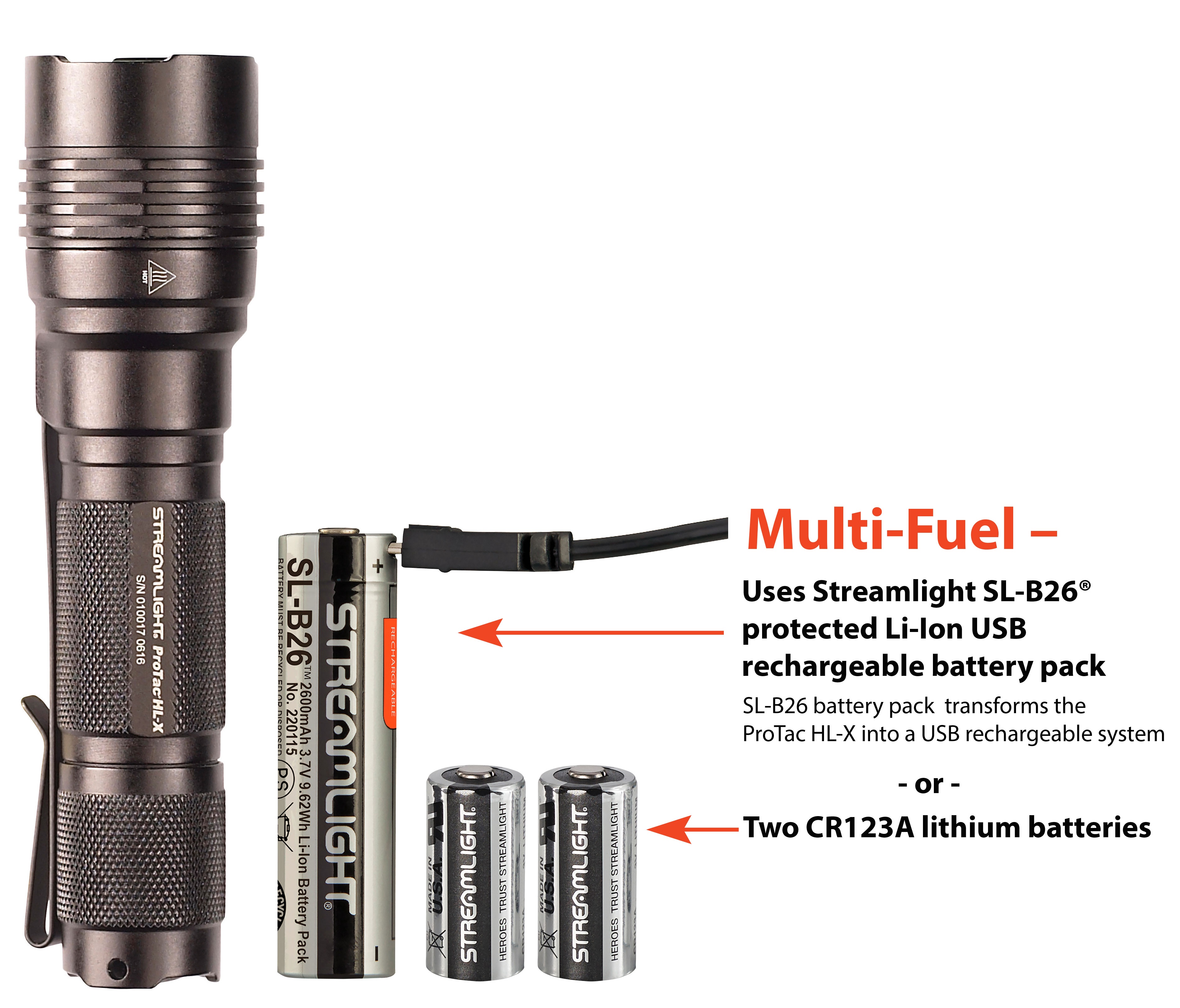 Streamlight&reg; 88065 ProTac&reg; HL&reg; X Dual Fuel High Lumen Tactical Flashlight, C4&reg; LED Bulb, Aircraft Aluminum Housing, 65 to 1000 Lumens Lumens