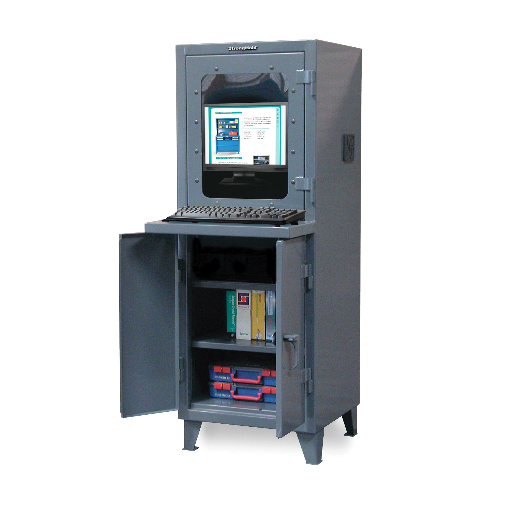 Strong Hold&reg; 66-244-6/5DB Storage Cabinet With Lower Half Width Drawers, 1525 lb, 78 in H x 72 in W, 4 Drawers