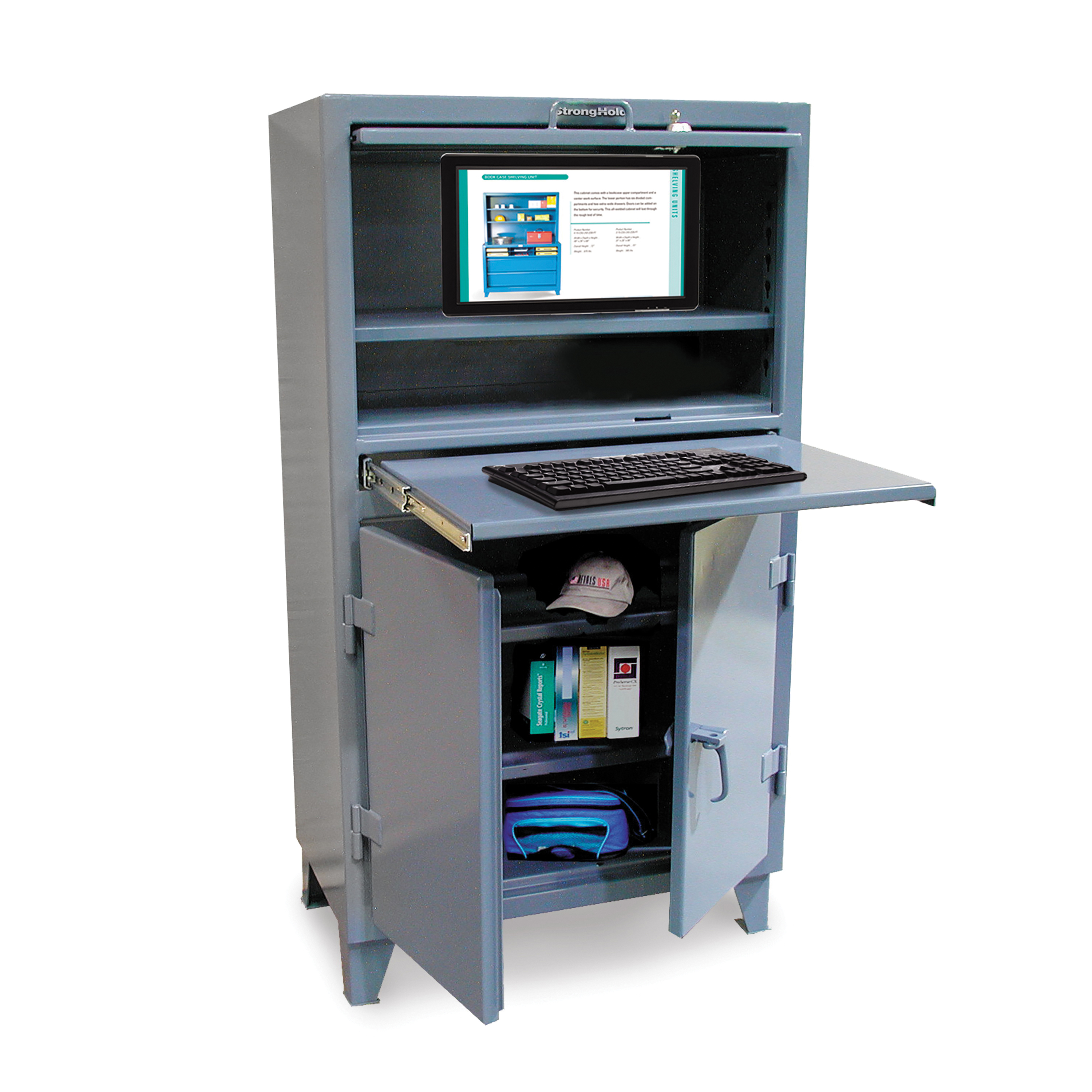 Strong Hold&reg; 26-CC-242 Heavy Duty Industrial Computer Cabinet With Welded Shelf, 66 in H x 26 in W x 24 in D