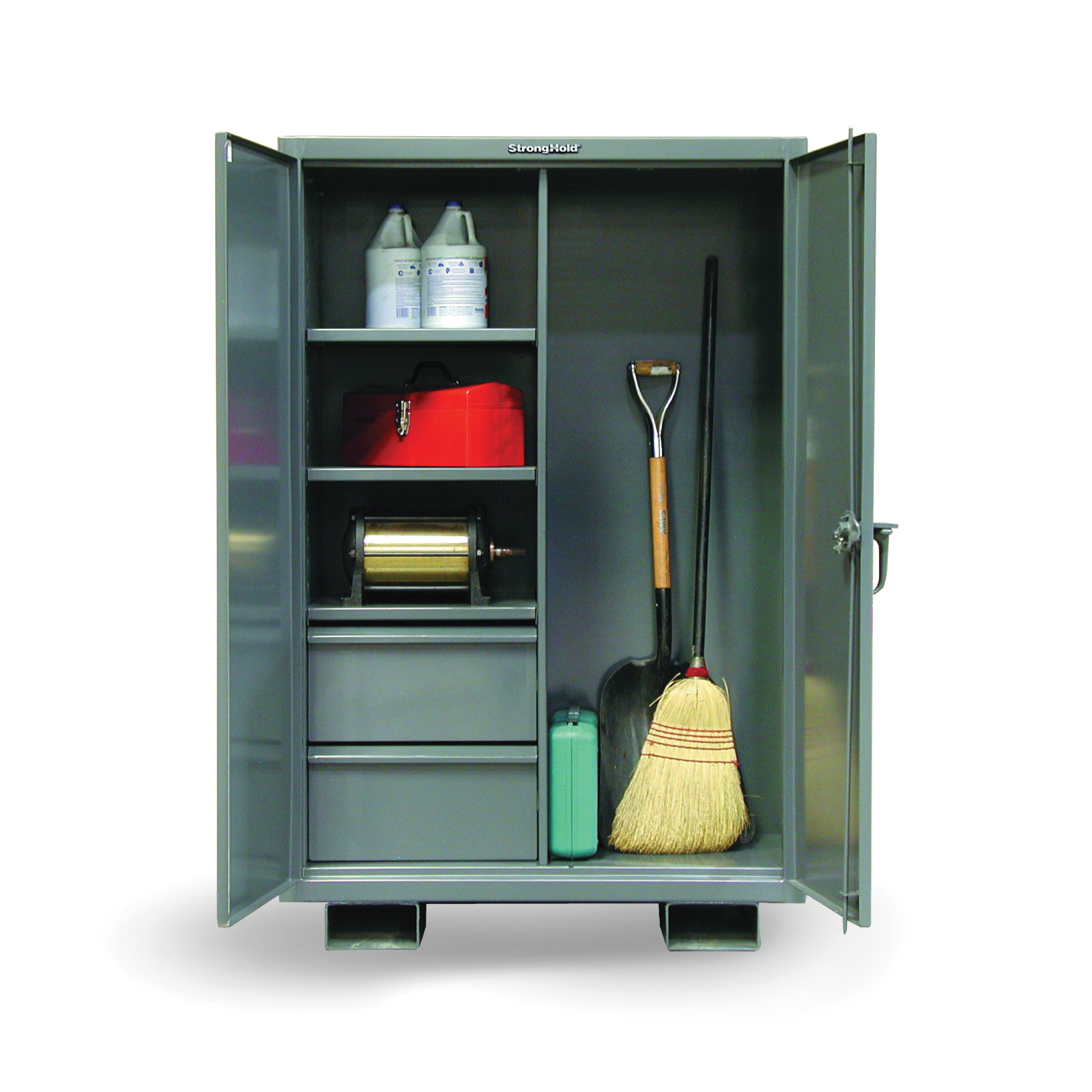 Strong Hold&reg; 2.66-243-P Heavy Duty Cabinet, 30 in OAL x 24 in OAW x 72 in OAH, 18-Gauge Steel, Black
