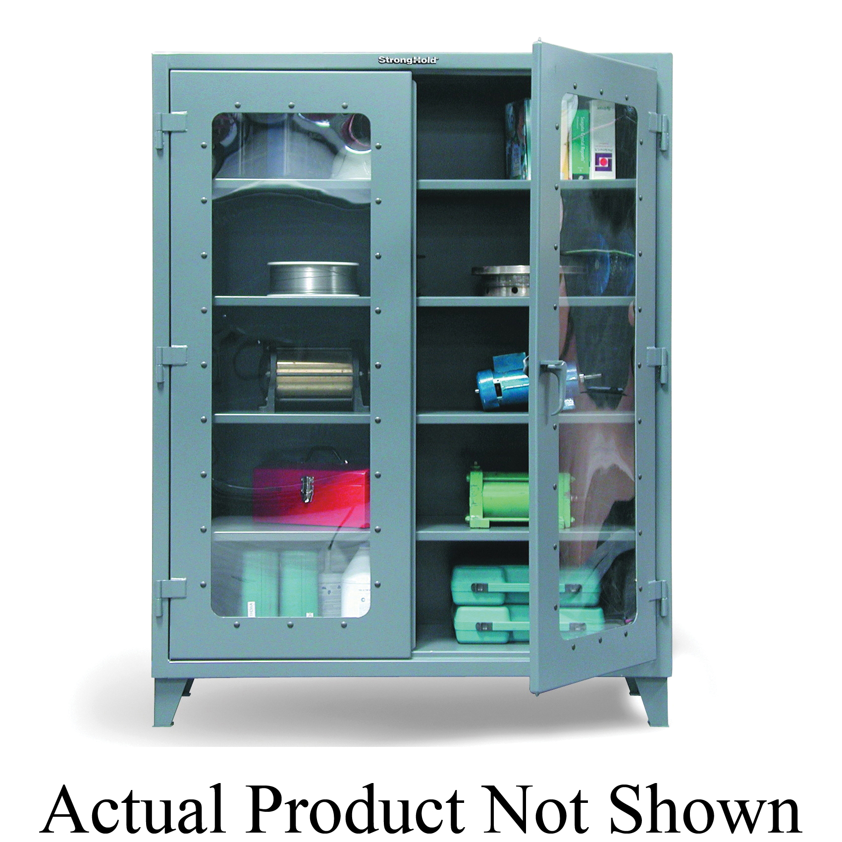 Strong Hold&reg; 56-LD-244-KP Heavy Duty Industrial Clear View Cabinet, 60 in W x 78 in H, Steel, Gray